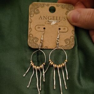 Angelus Tone Silver and Gold Tone Modern Dangle Earrings For Peirced Ears